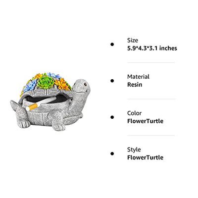 LESES Ashtray, Outdoor Ashtray with Lid Smokeless Waterproof Ash Tray with Cute Turtle Decor, Resin Ashtray for Cigarettes Home Office, Porch Patio Decorations Outdoor Indoor Ashtray
