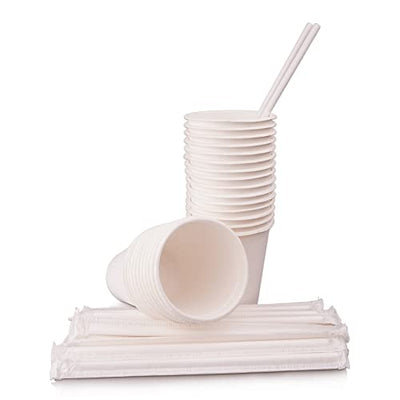 Lanhorse Party Set for 25 Guests, 100% Biodegradable Dinnerware Made of Sugarcane Fibers. Compostable Dinner Set, Eco Friendly Disposable Tableware Plates, Cups, Knives, Forks, Spoons and More.