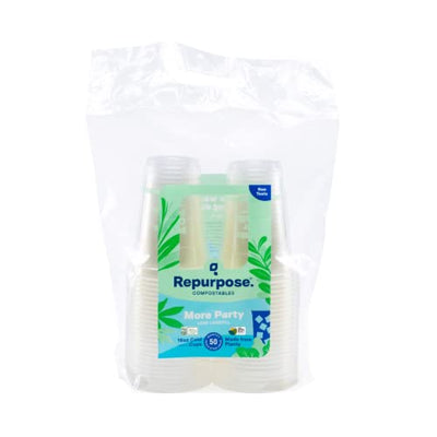 Repurpose 100% Compostable Plant-Based Clear Cold Cup | 16 Ounce Party Cups | 50 Cups