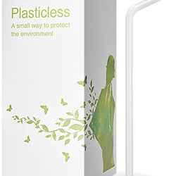 200 Count 100% Plant-Based Compostable Straws - Plasticless Biodegradable Flexible Drinking Straws - A Fantastic Eco Friendly Alternative to Plastic Straws