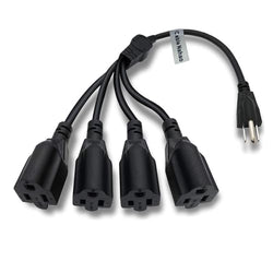 Cable Nahao 3 Prong 1 to 4 Outlet Power Cord Splitter Cord,Indoor Outdoor Cable Strip Outlet Saver,Power Extension Cable,SJT 16AWG,UL Approved for Computer, LED Stage Light(20 Inch, Black)