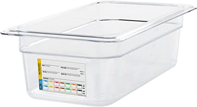 Carlisle FoodService Products StorPlus PermaLabel Plastic Food Pan with Integrated Label for Restaurants, Size 1/3, 3.5 Quart Capacity, Clear