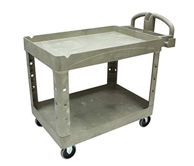 Rubbermaid Commercial Products - FG4520088BEIG 2-Shelf Utility/Service Cart, Medium, Lipped Shelves, Ergonomic Handle, Beige Color, 500 lbs. Capacity, for Warehouse/Garage/Cleaning/Manufacturing (FG452088BEIG)