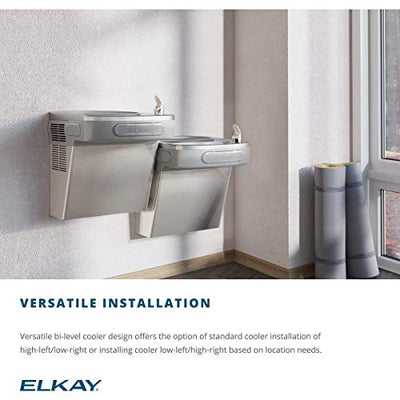 Elkay EZSTL8LC Versatile Cooler Wall Mount Bi-Level, Push Bar-Activated, Light Gray Granite