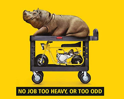 Rubbermaid Commercial Products - FG4520088BEIG 2-Shelf Utility/Service Cart, Medium, Lipped Shelves, Ergonomic Handle, Beige Color, 500 lbs. Capacity, for Warehouse/Garage/Cleaning/Manufacturing (FG452088BEIG)