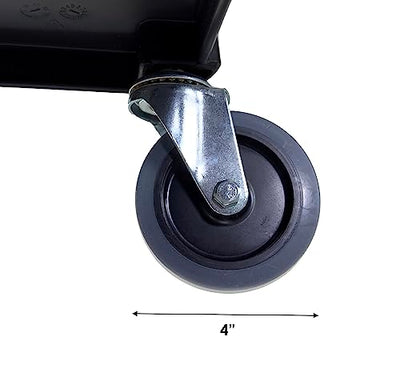 Commercial Heavy-Duty Utility Service Cart | 3 Shelf | | 450 Lbs Max Capacity | Rolling Utility Cart W 33" x H 37" x D 16" Black