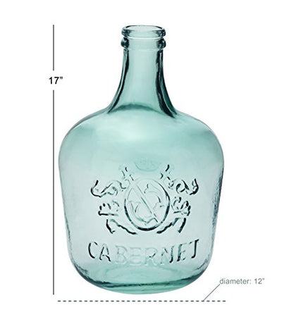 Deco 79 Recycled Glass Handmade Spanish Vase with Cabernet, 12" x 12" x 17", Clear