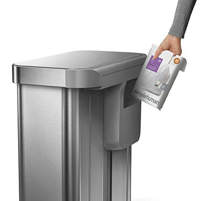 simplehuman 58 Liter / 15.3 Gallon Rectangular Hands-Free Dual Compartment Recycling Kitchen Step Trash Can with Soft-Close Lid, Brushed Stainless Steel