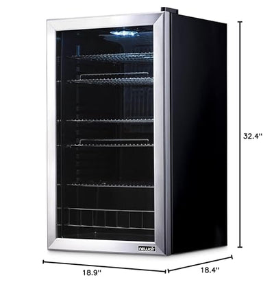 NewAir Beverage Refrigerator Cooler | 126 Cans Free Standing with Right Hinge Glass Door | Mini Fridge Beverage Organizer Perfect For Beer, Wine, Soda, And Cooler Drinks