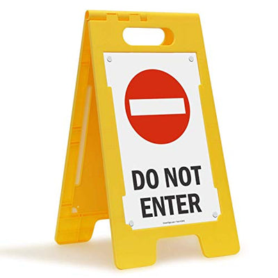 SmartSign - SF-0137-FB-25x12 "Do Not Enter" Folding Floor Sign | 25" x 12" Plastic Black/Red on White