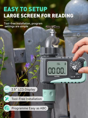 RAINPOINT Sprinkler Timer,Water Timer Programmable Garden Outdoor Hose Feature Timer with Rain Delay/Manual/Automatic Watering System,Waterproof Digital Irrigation Timer System for Lawns Pool,1 Outlet