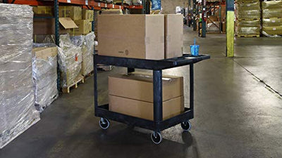 Stand Steady Original Tubstr Extra Large Utility Cart - Heavy Duty Tub Cart Holds up to 500 Pounds - 2 Shelf, Huge Rolling Cart - Great for Warehouse, Garage and More (45.5 x 24.5 / Black)