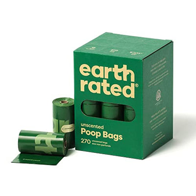 Earth Rated Dog Poop Bags, Guaranteed Leak Proof and Extra Thick Waste Bag Refill Rolls For Dogs, Unscented, 270 Count