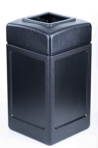Commercial Zone 732101 Open-Top Indoor/Outdoor Square 42 Gallon Large Waste Trash Container Bin, Black