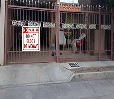 No Parking Sign Do Not Block Driveway Sign, (2 Pack) 10 x 14 Inches Rust Free Aluminum Metal Sign, UV Protected Weather Resistant Durable In Easy to Mount