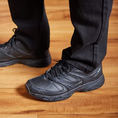 Avia Avi-Union II Non Slip Shoes for Men - Lace Up Comfort Men's Restaurant, Work & Safety Footwear - Black/Castle Rock, 7.5 Medium