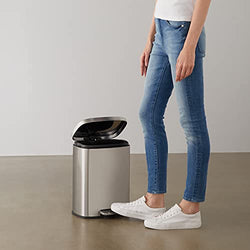simplehuman 58 Liter / 15.3 gal Stainless Steel Dual Compartment Recycler  Kitchen Step Trash Can, Brushed Stainless Steel 