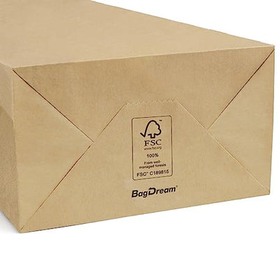 BagDream 4lb 5x2.95x9.45 Inches 100Pcs Kraft Paper Bags, Snack Bags, Bread Bag, Craft Bags, 100% Recycled Kraft Paper Brown Lunch Bags with White Dot