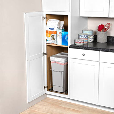 Hold N' Storage Pull Out Trash Can Under Cabinet- Trash Can Not Included, Heavy Duty w/ 5 Year Limited Warranty- Requires a 13”W X 22”D cabinet opening, adjustable- fits cans up to 10" x 20-1/4" Chrome