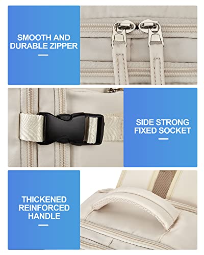 VGCUB Carry on Backpack,Large Travel Backpack for Women Men Airline Approved Gym Backpack Waterproof Business Laptop Daypack,Beige