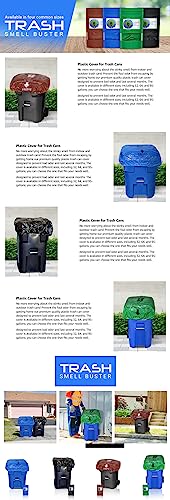 Trash Smell Buster, Trash Can Cover, Odor Eliminating Bag with Elastic Rubber Band, Eliminates Odor from Trash, Durable, Effective, Chemicals Free, 95 Gallon Size, 3 Covers