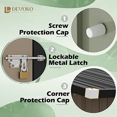 Devoko Outdoor Storage Shed 5 x 3 FT Lockable Metal Garden Shed Steel Anti-Corrosion Storage House with Single Lockable Door for Backyard Outdoor Patio