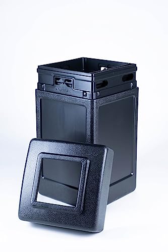 Commercial Zone 732101 Open-Top Indoor/Outdoor Square 42 Gallon Large Waste Trash Container Bin, Black