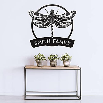 RealSteel Brand, Outdoor Wall Art, Dragonfly Personalized Monogram, Gift for Gardeners