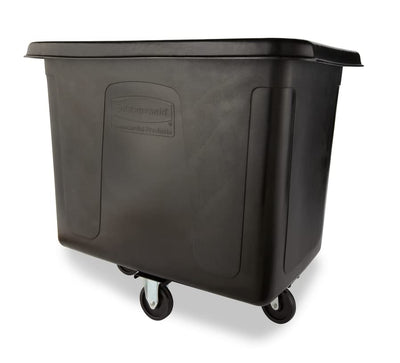 Rubbermaid Commercial MDPE 102.9-Gallon Laundry and Waste Collection Cube Truck, Rectangular, 31-Inch Width x 43-3/4-Inch Depth x 37-Inch Height, Black (FG461600BLA)