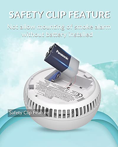 Ecoey Smoke Alarm Fire Detector, Battery Included Photoelectric Smoke Detector with Test Button and Low Battery Signal, Small Fire Alarm for Home, Bedroom FJ136GB, 8 Packs