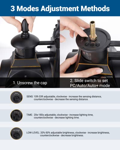 DEWENWILS Motion Sensor Outdoor Wall Lights, 2-Pack Dusk to Dawn Exterior Lantern Fixture, Roman Vintage Wall Mount Waterproof Porch Light, Water Ripple Glass, for Front Door Garage Patio