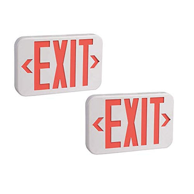 AmazonCommercial LED Emergency Exit Sign, UL Certified, 2-Pack, Double Face Exit with Battery Backup