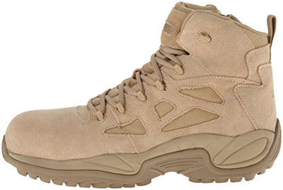 Reebok mens Rapid Response Rb Safety Toe 6" Stealth With Side Zipper Military Tactical Boot, Desert Tan, 12 Wide US