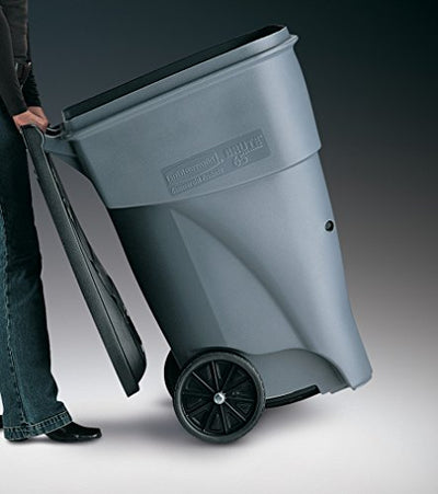 Rubbermaid Commercial Products Brute Rollout Plastic Trash/Garbage Can/Bin with Wheels, 65 GAL, for Restaurants/Hospitals/Offices/Back of House/Warehouses/Home, Gray (FG9W2100GRAY)
