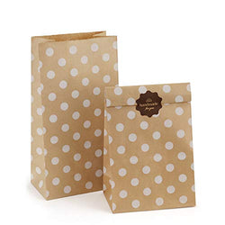 BagDream 4lb 5x2.95x9.45 Inches 100Pcs Kraft Paper Bags, Snack Bags, Bread Bag, Craft Bags, 100% Recycled Kraft Paper Brown Lunch Bags with White Dot
