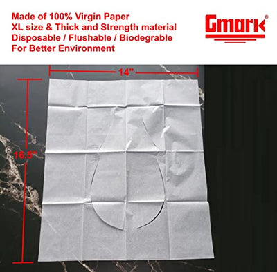 Gmark Paper Toilet Seat Covers - Thick Strength 100% Virgin Paper Disposable Half-Fold Toilet Seat Cover Dispensers - 4 Packs of 250 (1000 Total) GM2002