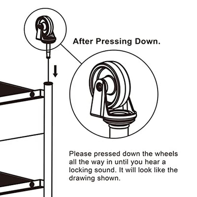 SunnyPoint 3-Tier Delicate Compact Rolling Metal Storage Organizer - Mobile Utility Cart Kitchen/Under Desk Cart with Caster Wheels (BLK, Compact (15.5" X 26.8" X 10.27"))