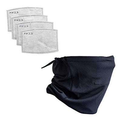Matek Gaiter Face Cover - Designer Lightweight Neck Gaiter with Safety Defense Filters for Men, Women, and Kids, Black