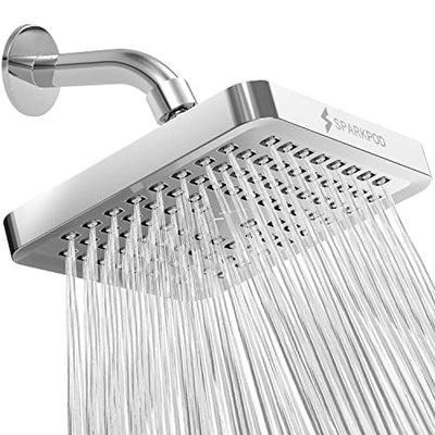 SparkPod Shower Head - High Pressure Rain - Luxury Modern Look - Tool-less 1-Min Install - The Perfect Adjustable Replacement For Your Bathroom Shower Heads (6" Square, Luxury Polished Chrome)
