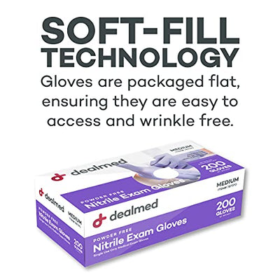 Dealmed Medical Exam Gloves – 200 Count Medium Nitrile Gloves, Disposable Gloves, Non-Irritating Latex Free Gloves, Multi-Purpose Use Medical Gloves for a First Aid Kit and Medical Facilities