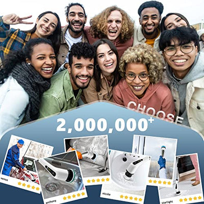 Electric Spin Scrubber, Cordless Cleaning Brush Tub Tile Scrubber for Home, 8 Replaceable Brush Heads, 90Mins Work Time 3 Adjustable Handle 2 Adjustable Speeds for Bathroom Shower Bathtub Glass Car