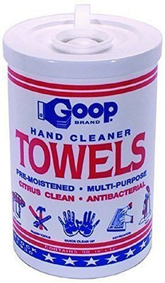 GOOP #930 Hand Cleaning Towel, Dispensing Bucket, Cleans Hands, Tools, Shoes, Cars, Bikes, Removes Grease, Tar and Much More, 90 Count