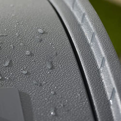 Suncast Hideaway Rectangular 33 Gallon Trash Can with Secure Lid, Resin Design Outdoor Use Garbage Bin, 31 Inch Tall, Cyberspace