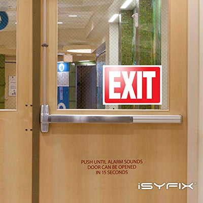 iSYFIX Exit Signs Stickers – 2 Pack 10x7 Inch – Premium Self-Adhesive Vinyl, Laminated for Ultimate UV, Weather, Scratch, Water and Fade Resistance, Indoor and Outdoor