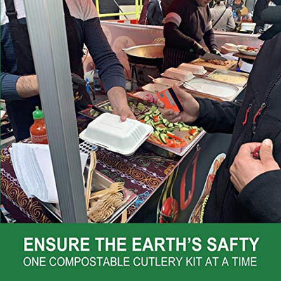 Bamboo Disposable Utensils (200PK: 80 Forks 80 Spoons 40 Knives) Eco Friendly Natural Compostable Biodegradable Bamboo Utensil/Cutlery Set Disposable Forks Knives and Spoons Set