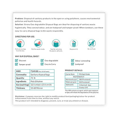 Sirona Personal Disposal Bags – 75 Bags for Discreet Tampons, Sanitary Pads/Napkin, Panty Liners, Tampons & Condoms | Menstrual Care and Hygiene Products