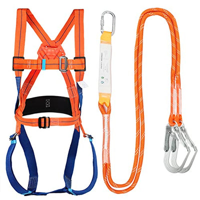 Full Body Safety Harness Tool Fall Protection，OSHA/ANSI Compliant,ASTM F1774certified | INTERNAL Shock Absorbing Lanyard（Orange）