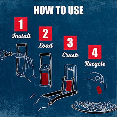 Mckay 16oz Metal Can Crusher, Heavy-Duty Wall-Mounted Smasher for Aluminum Seltzer, Soda, Beer Cans and Bottles for Recycling, Gadgets for Home (Black)