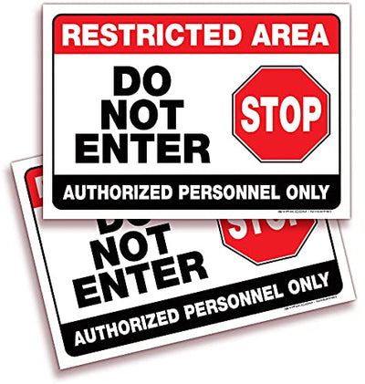 iSYFIX Restricted Area Signs Stickers – 2 Pack 10x7 Inch – Do Not Enter, Authorized Personnel Only Sticker, Premium Self-Adhesive Vinyl, Laminated UV, Weather, Scratch, Water & Fade Resistance