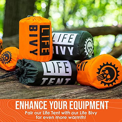 Go Time Gear Life Tent Emergency Survival Shelter – 2 Person Emergency Tent – Use As Survival Tent, Emergency Shelter, Tube Tent, Survival Tarp - Includes Survival Whistle & Paracord (Orange, 1pack)